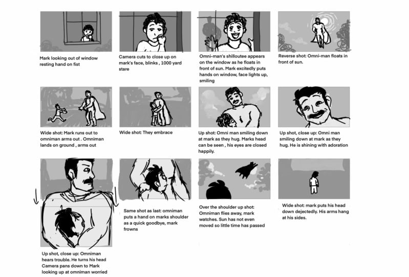 Storyboard page 1 of my Music video project
