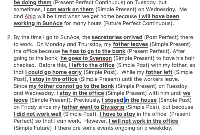 Tenses and Aspects