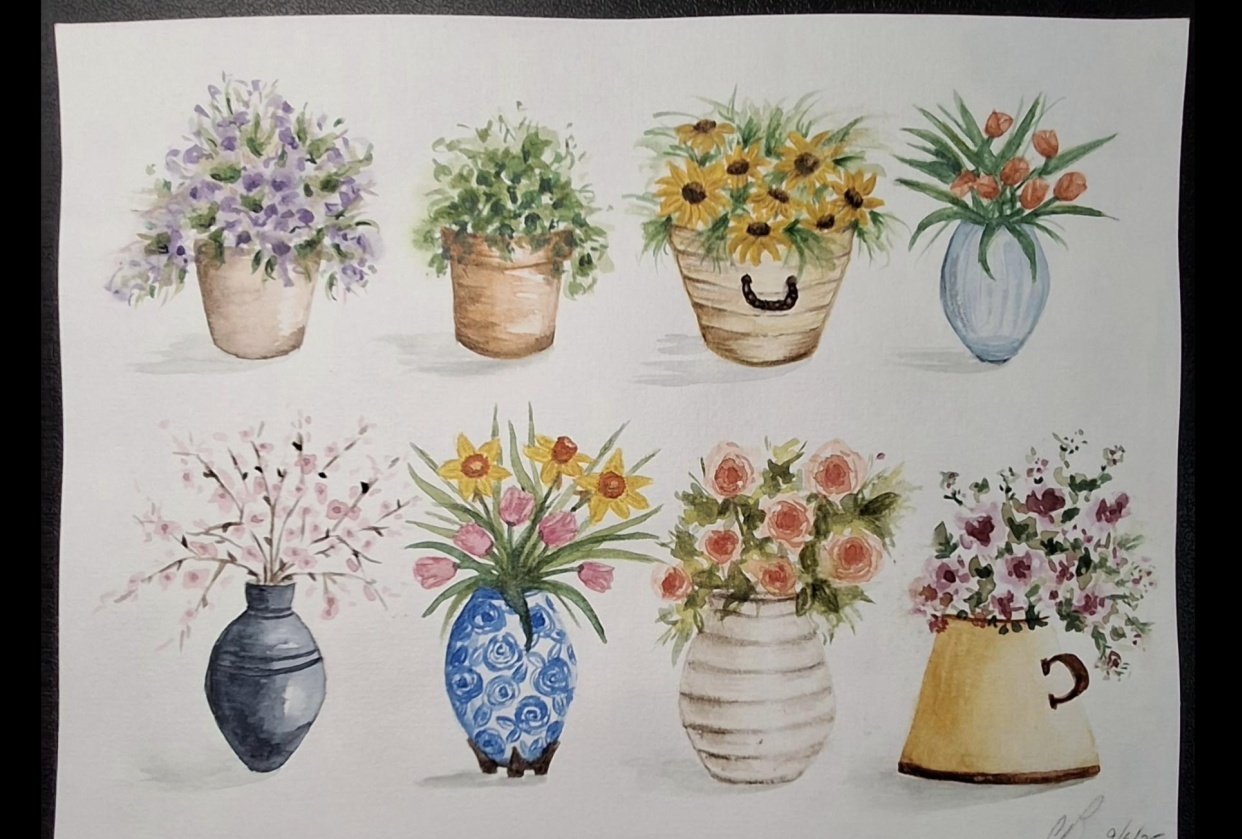 Tiny art - mini loose florals - student project