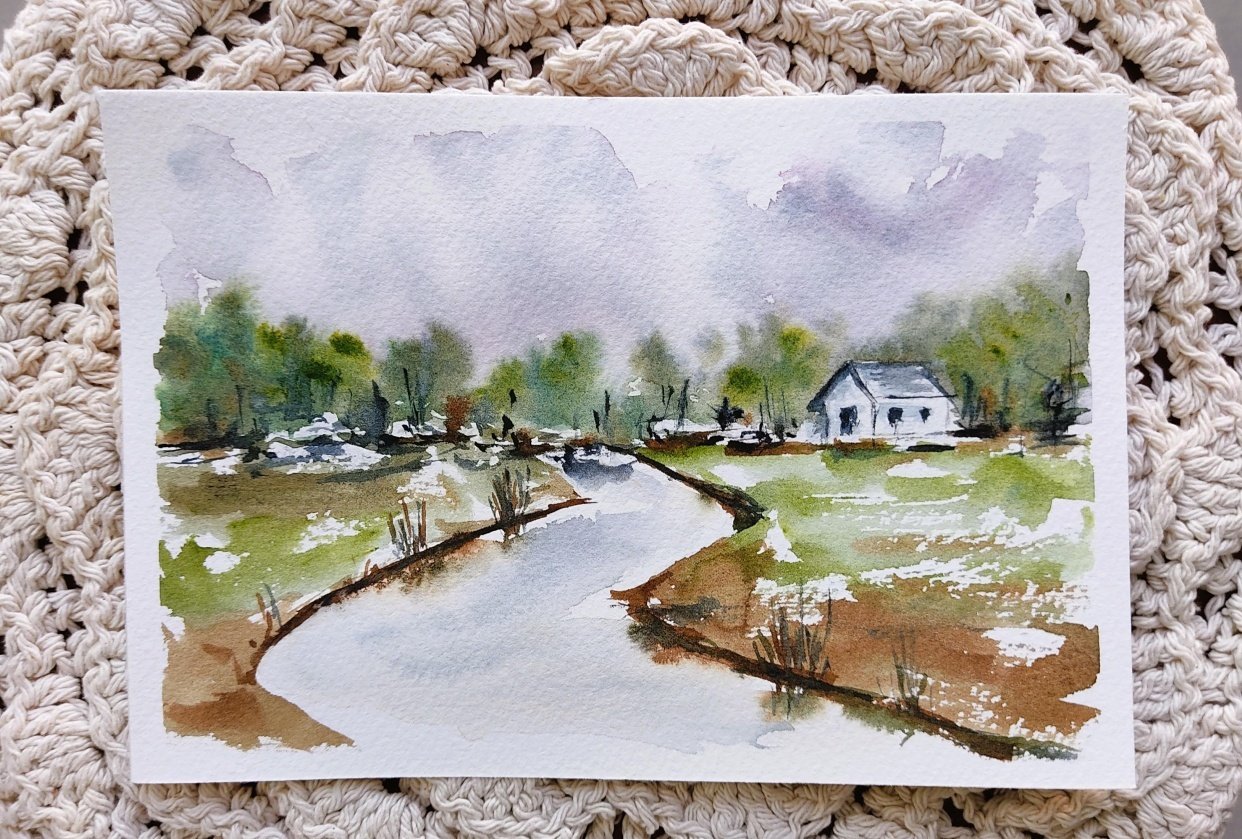 Loose Watercolour Landscape - Practicing Speed and Timing without Panicking - student project