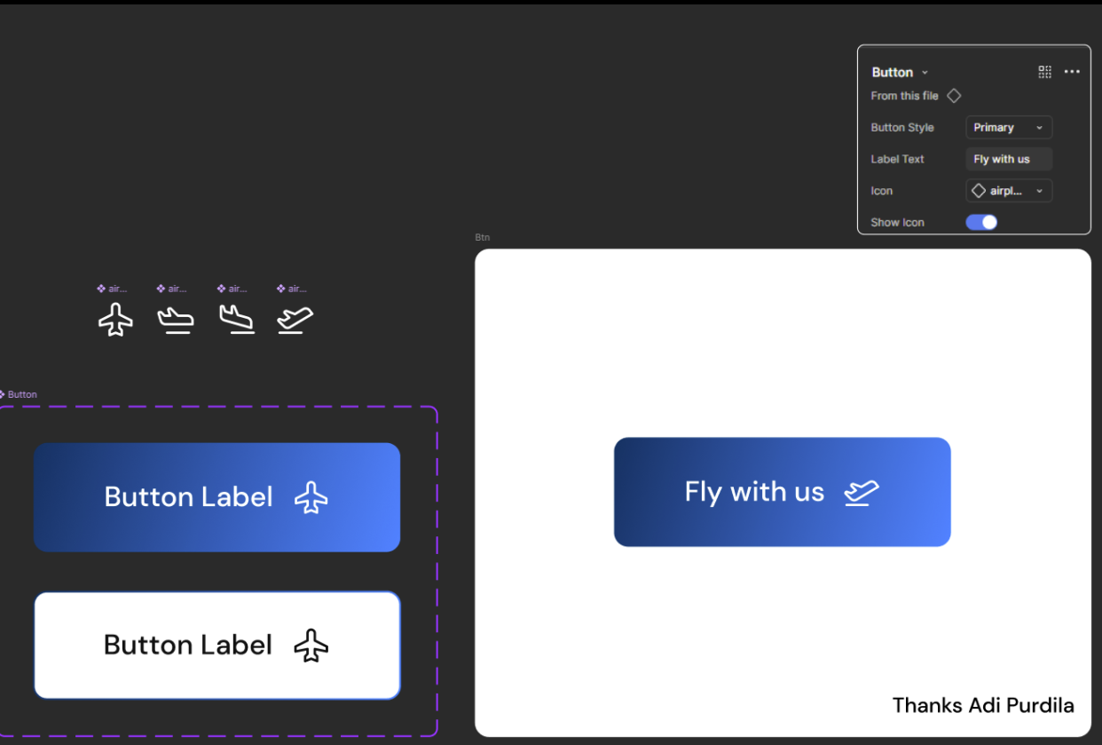 Smart, Reusable Button in Figma - student project