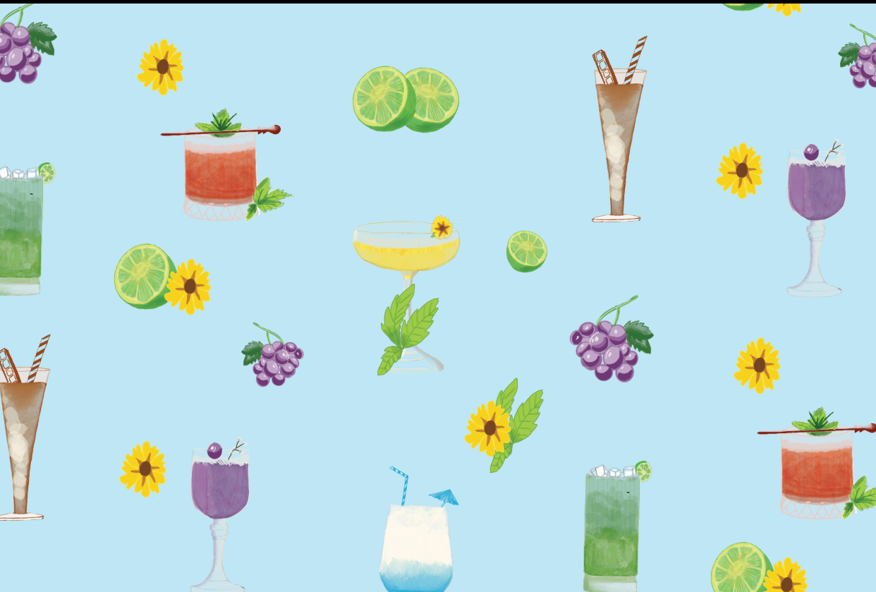 Summer cocktail pattern - student project