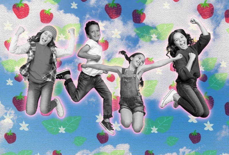 Kids with Strawberry Pattern