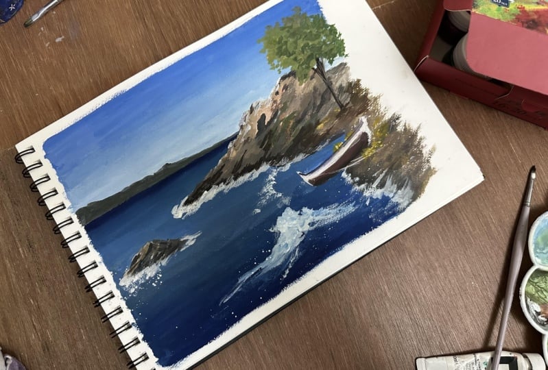 Gouache layering landscape & Seascapes