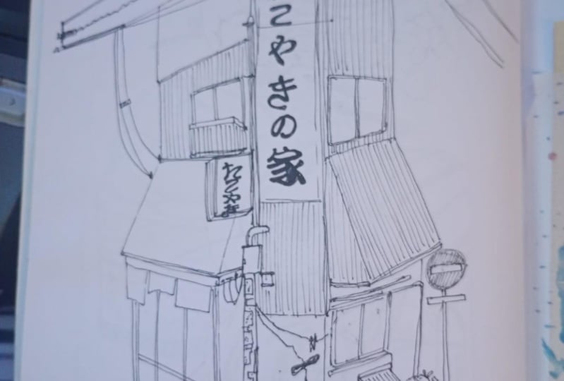 dibujo calle esquina urbano japon