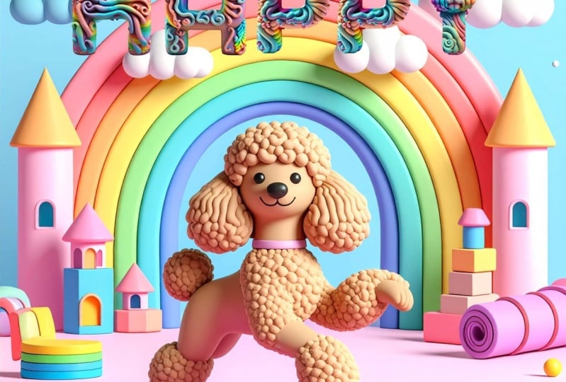 Happy poodle dog