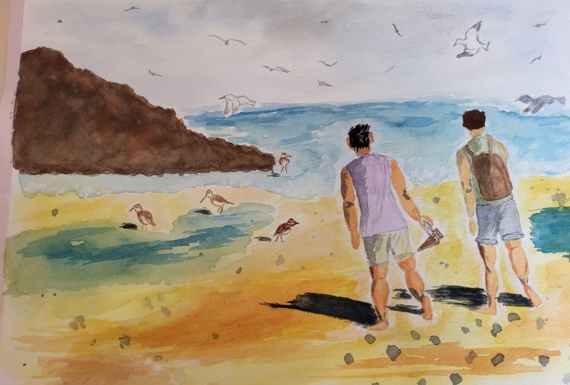 Beach scene with shore birds