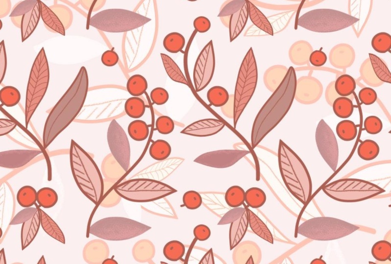 Berries&Leaves - Easy Pattern in Adobe Ps
