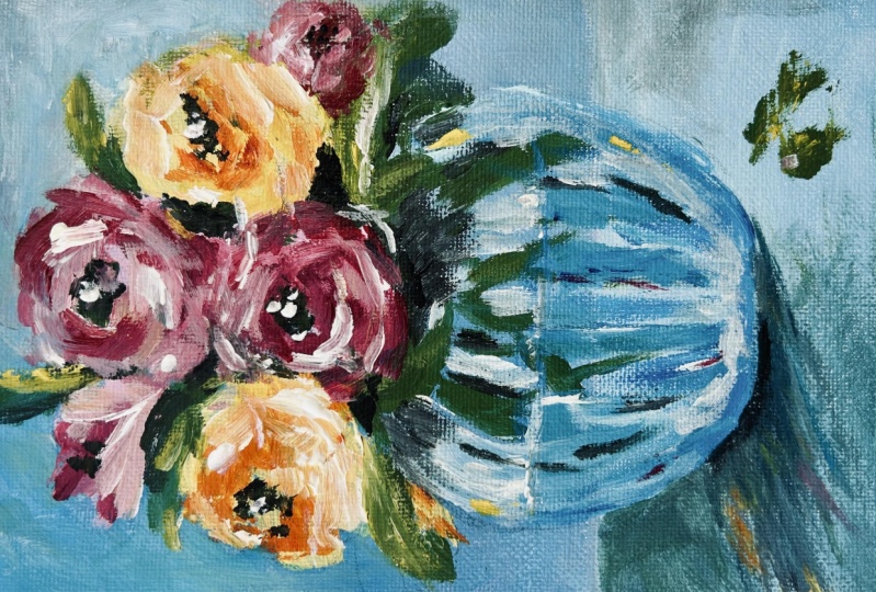 Expressive flowers in acrylic