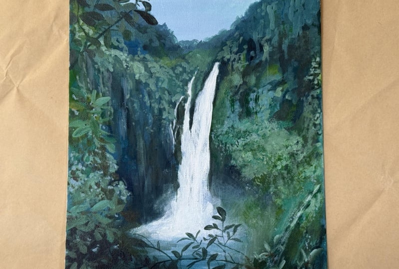 Waterfall landscape painting