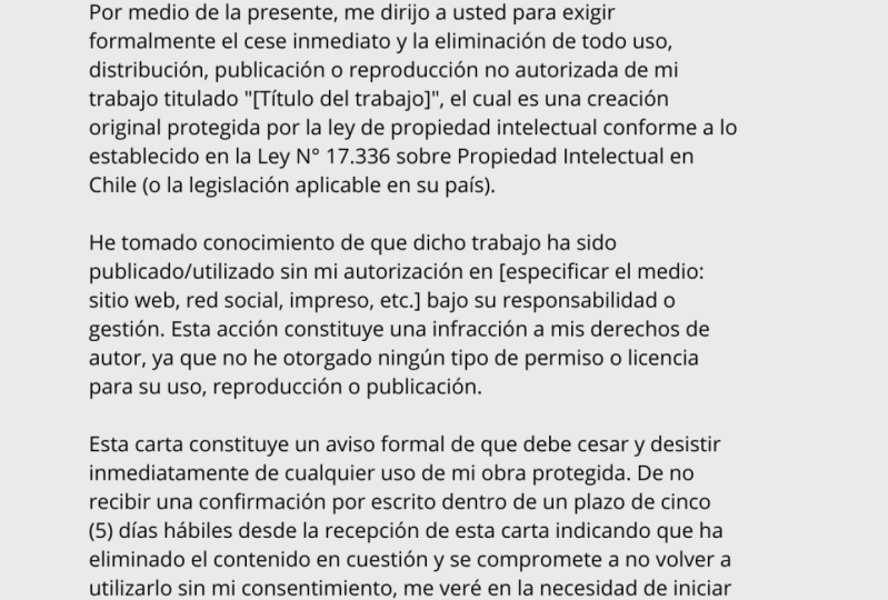 carta cese y desistir