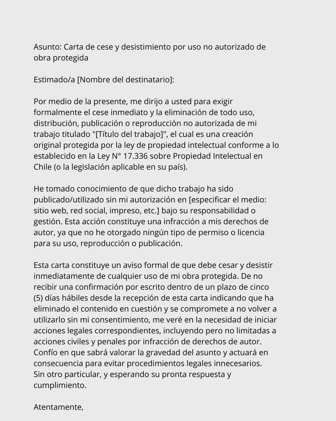 carta cese y desistir - student project