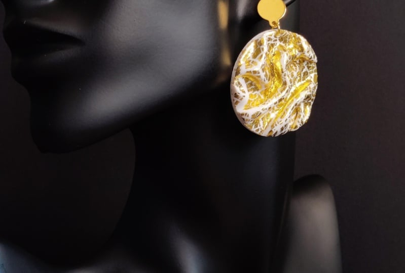 Snow Gold Textured Earrings