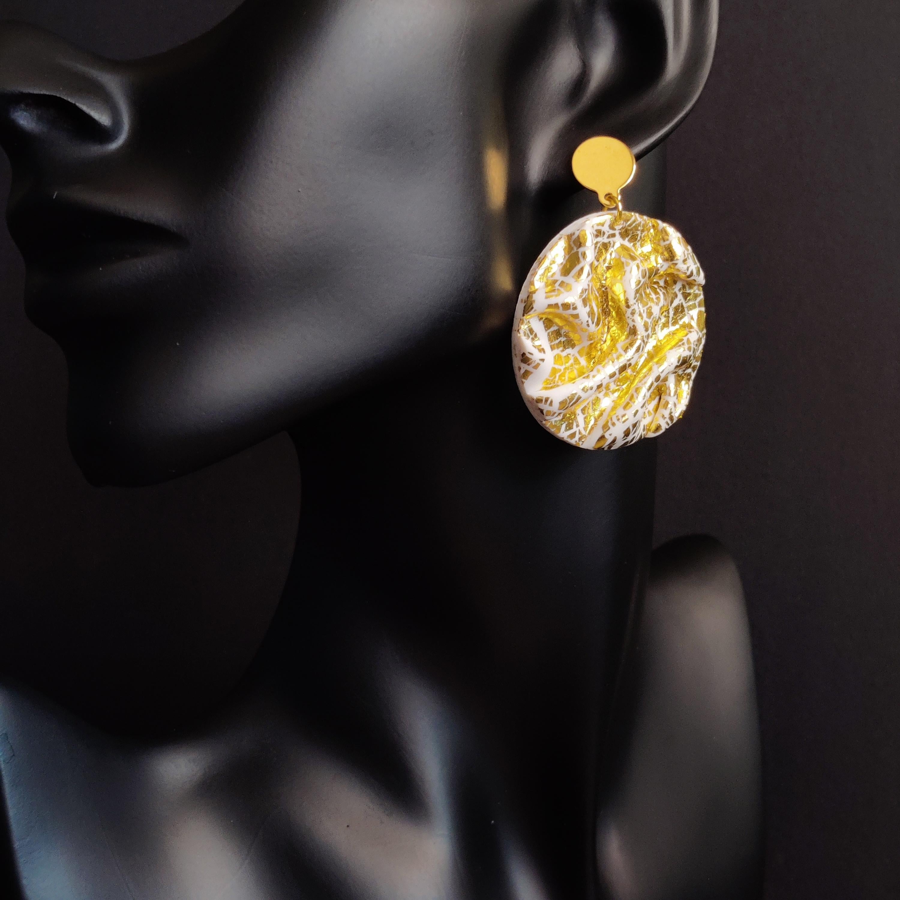 Snow Gold Textured Earrings - student project