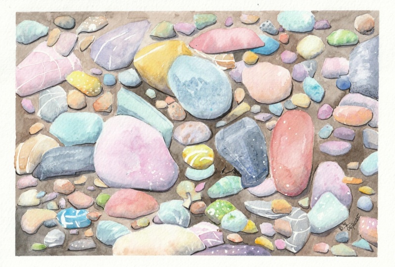 Watercolor River Pebbles