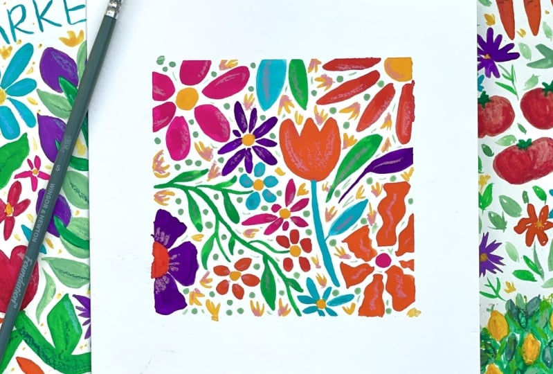 Gouache floral card