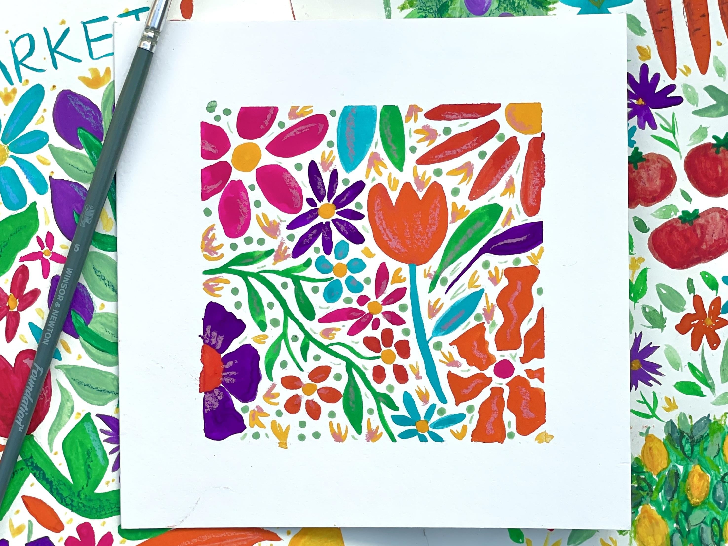 Gouache floral card - student project