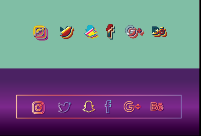 glossy - retro - neon logos