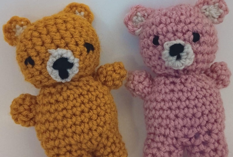 My first crochet teddy bear with her friend
