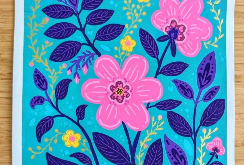 Florals with acrylic paint markers