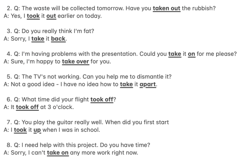 Phrasal Verbs with Take