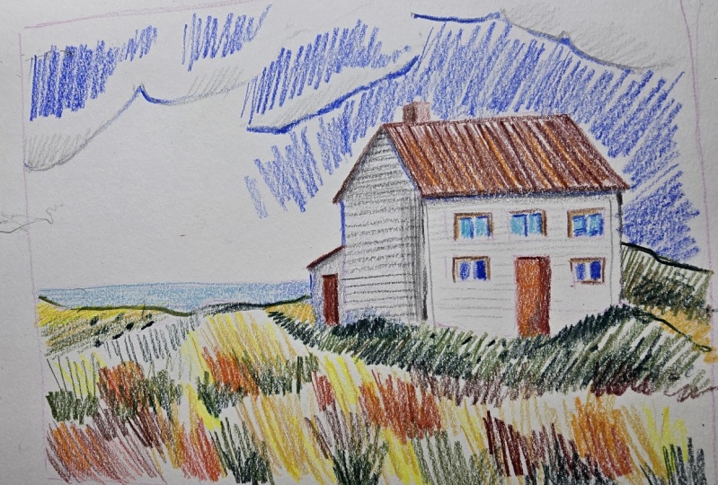 Sketching with colored pencils