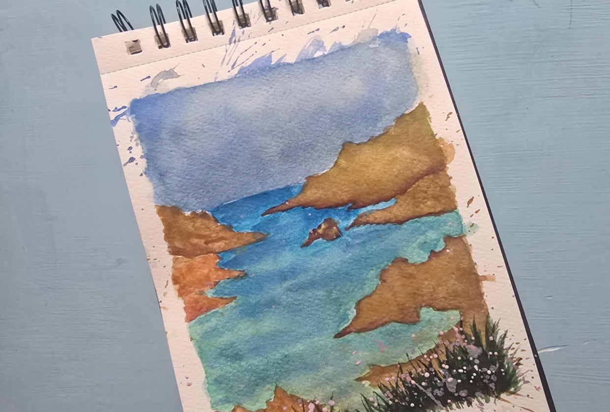 Watercolor study in sketchbook - student project