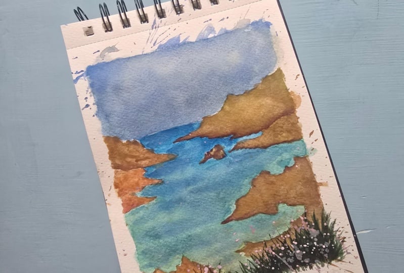 Watercolor study in sketchbook