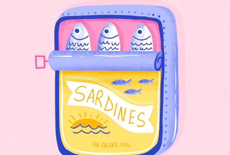 Sardines and greeting card