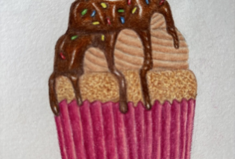 Colored pencil cupcake