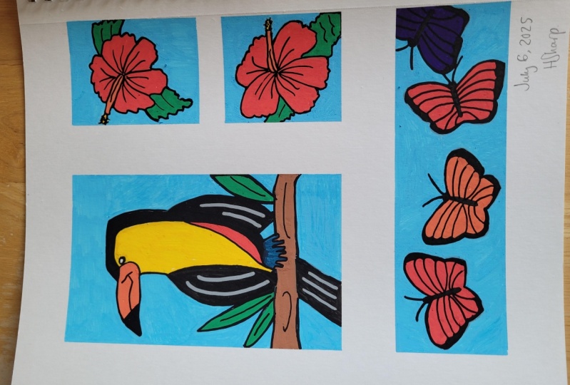 Bird and butterflies