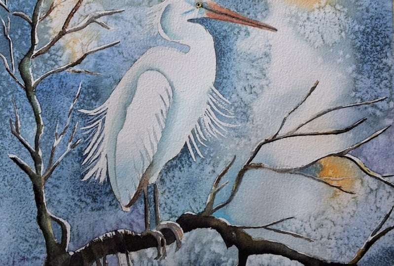 Heron by moonlight