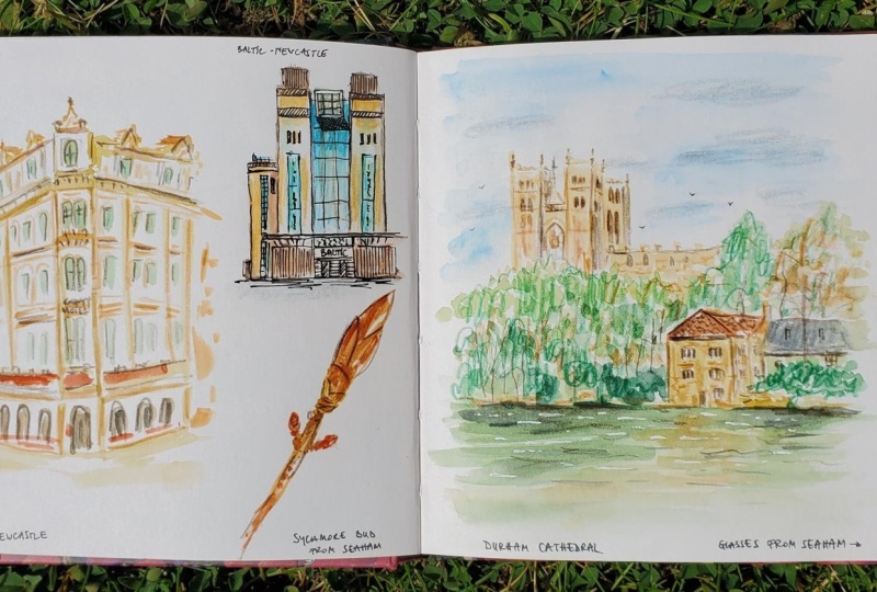 A spread in my travel sketchbook