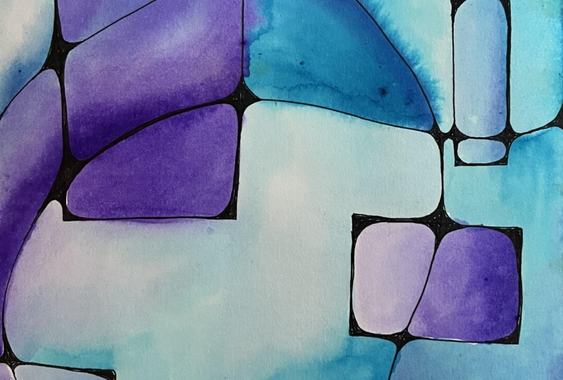 Neurographic ink and watercolor