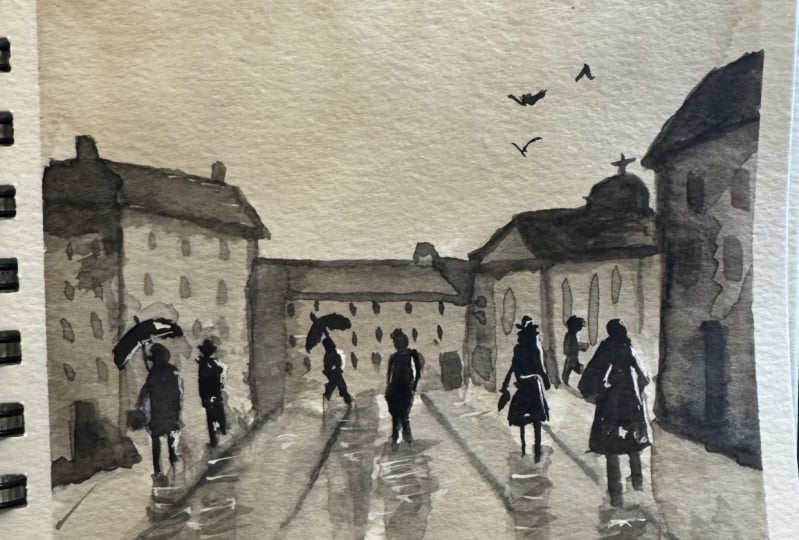 rainy cityscape