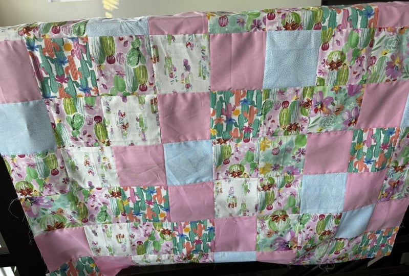 Pink succulent quilt