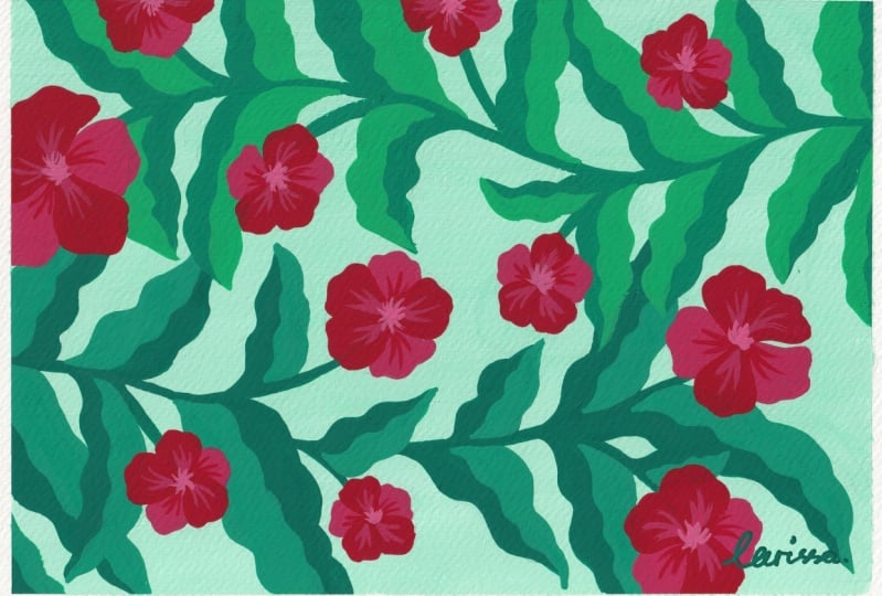 My Floral Painting in Complementary Colors