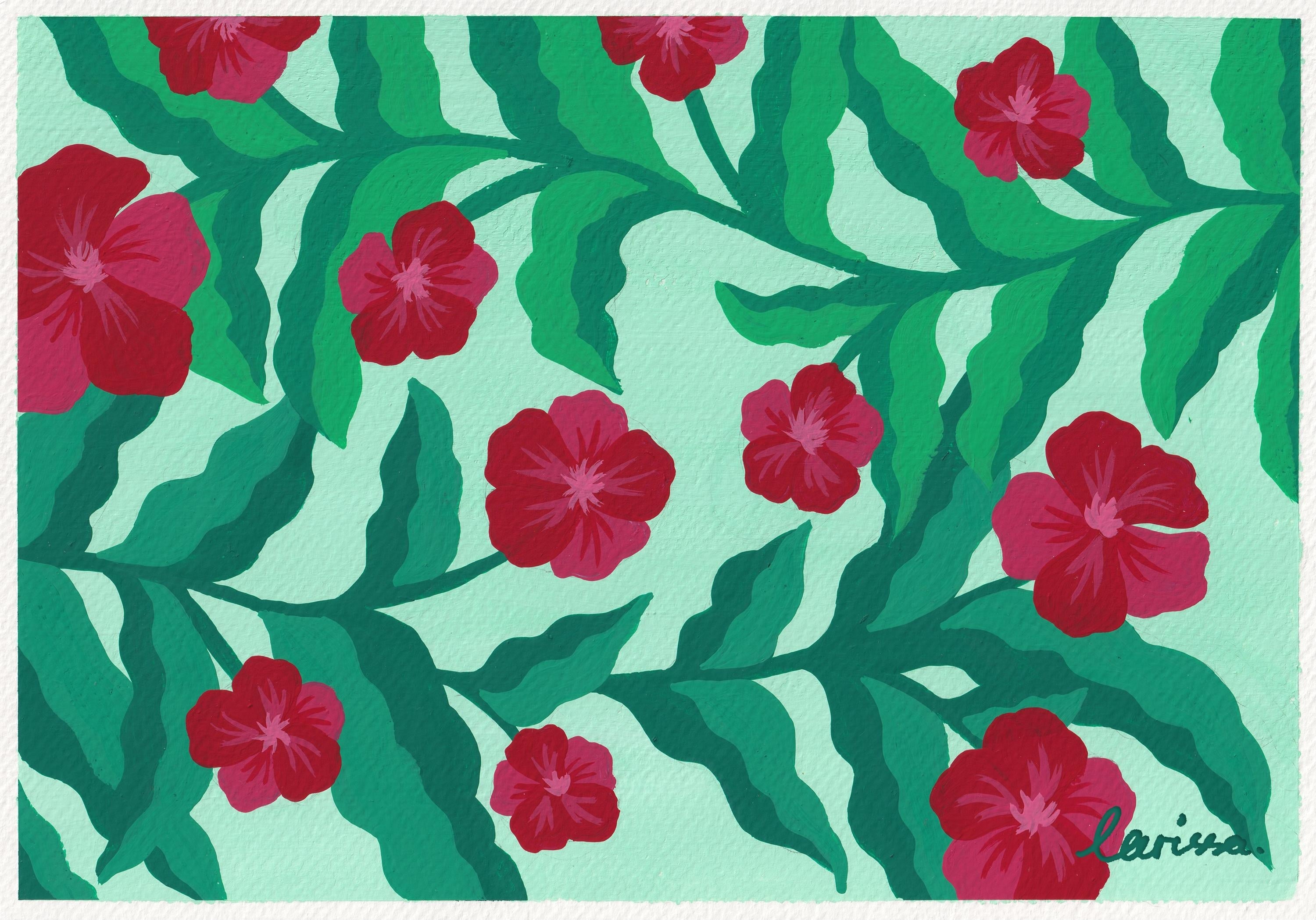 My Floral Painting in Complementary Colors