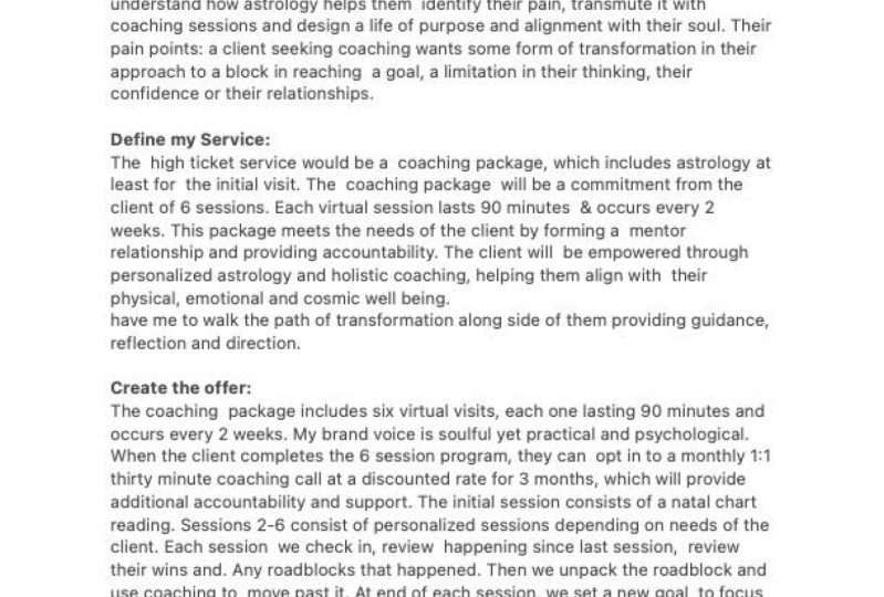 My astrology/coaching business