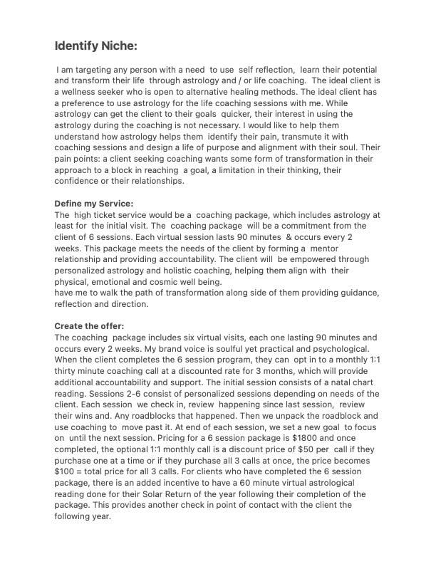 My astrology/coaching business - student project