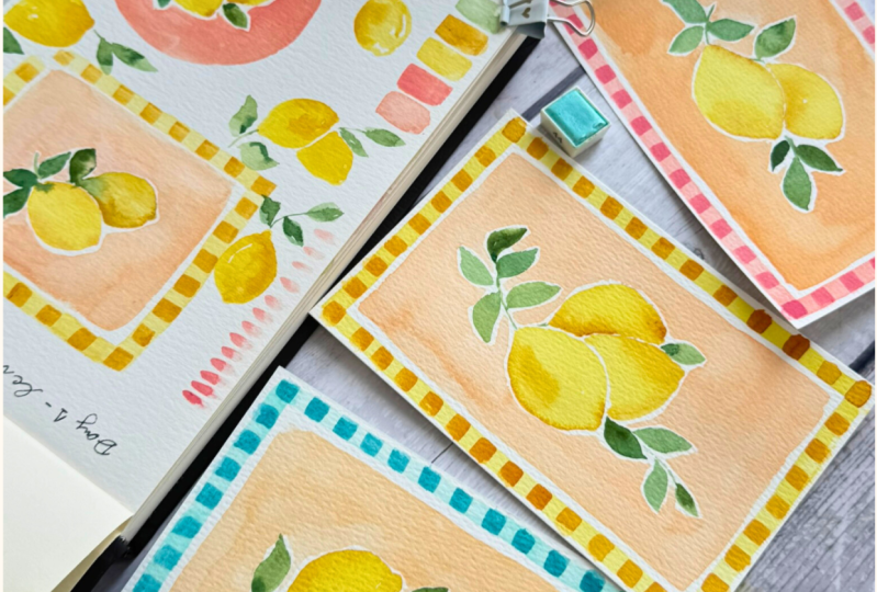 Lemons and pastel colors cards