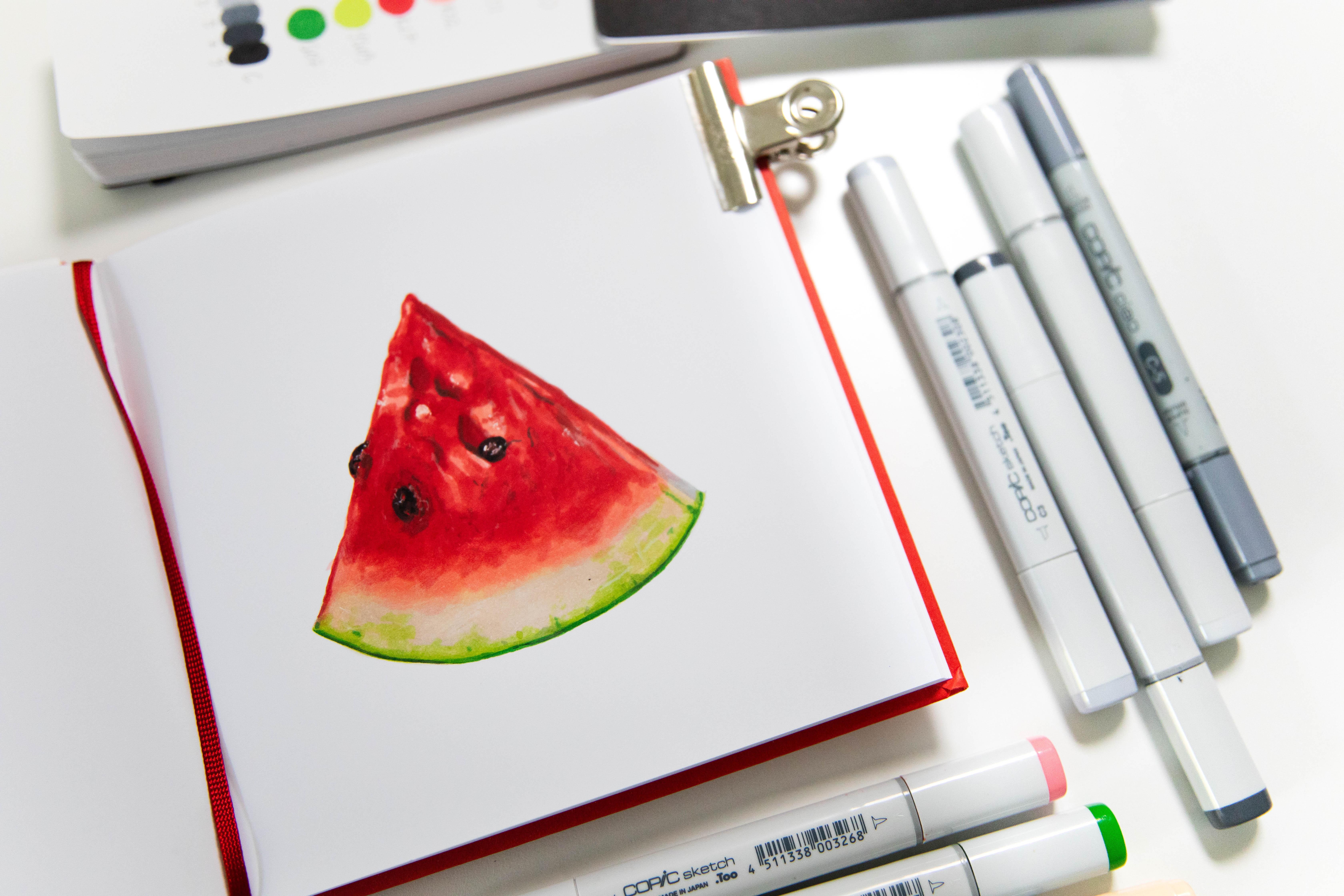 My Juicy Watermelon Sketch 🍉✨ - student project