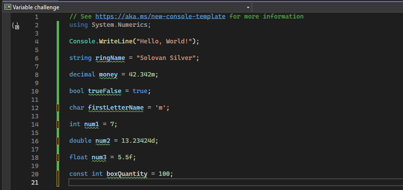 Variable challenge - student project