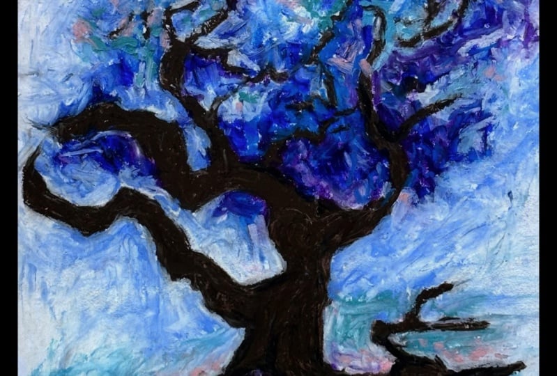 Abstract Oil Pastel Tree