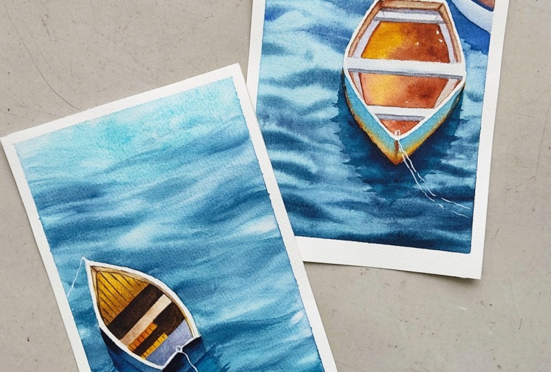 Master Class - Draw & Paint - Boats & reflection.