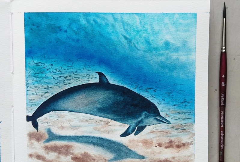 Watercolor Ocean Dreams - Paint a Dolphin by the Seabed 🐬