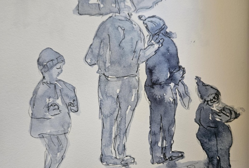 Line and wash silhouettes