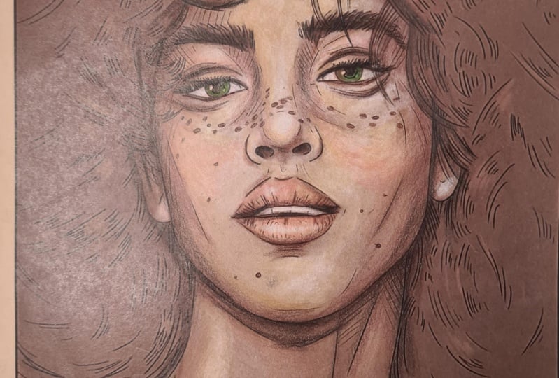 White charcoal priming on toned paper