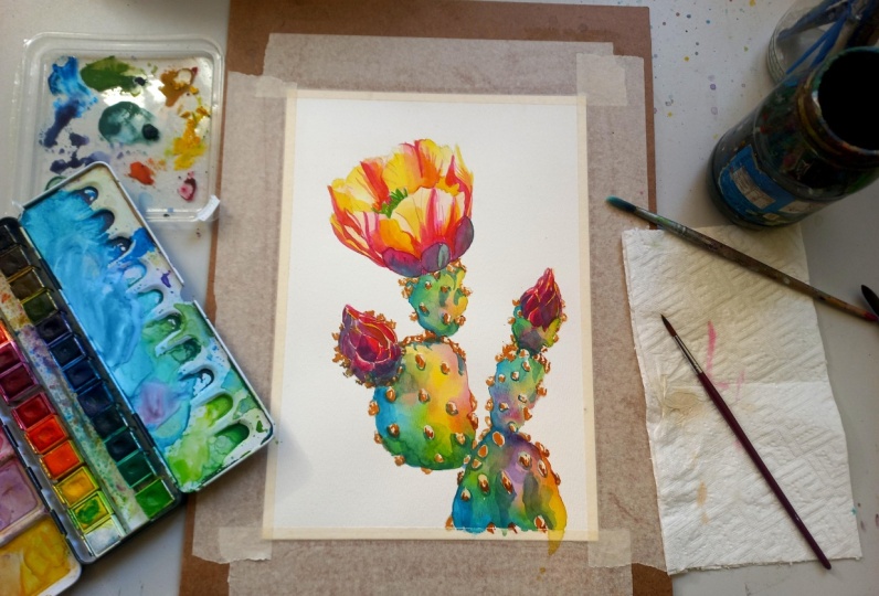 Watercolor Flow: Simple flowering succulents