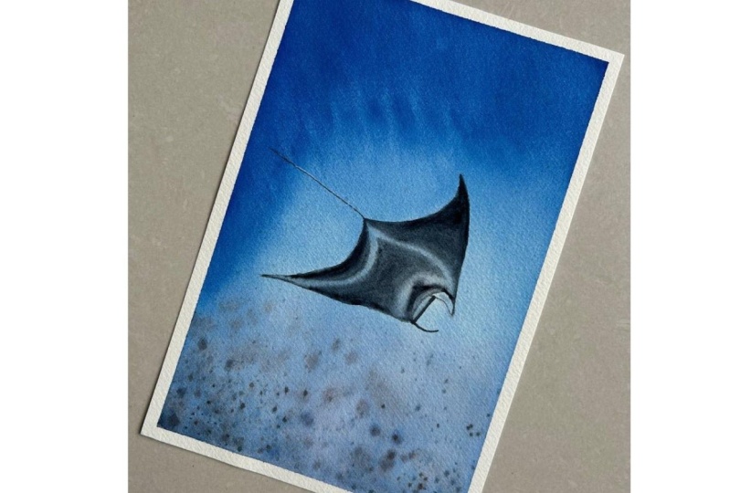 Underwater world with watercolors - completed